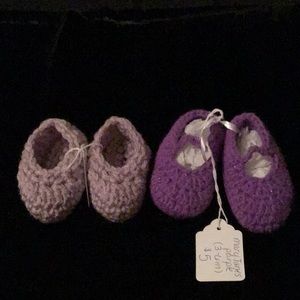 2 Sets Baby Booties 3-6 mo Purple Handmade Crochet